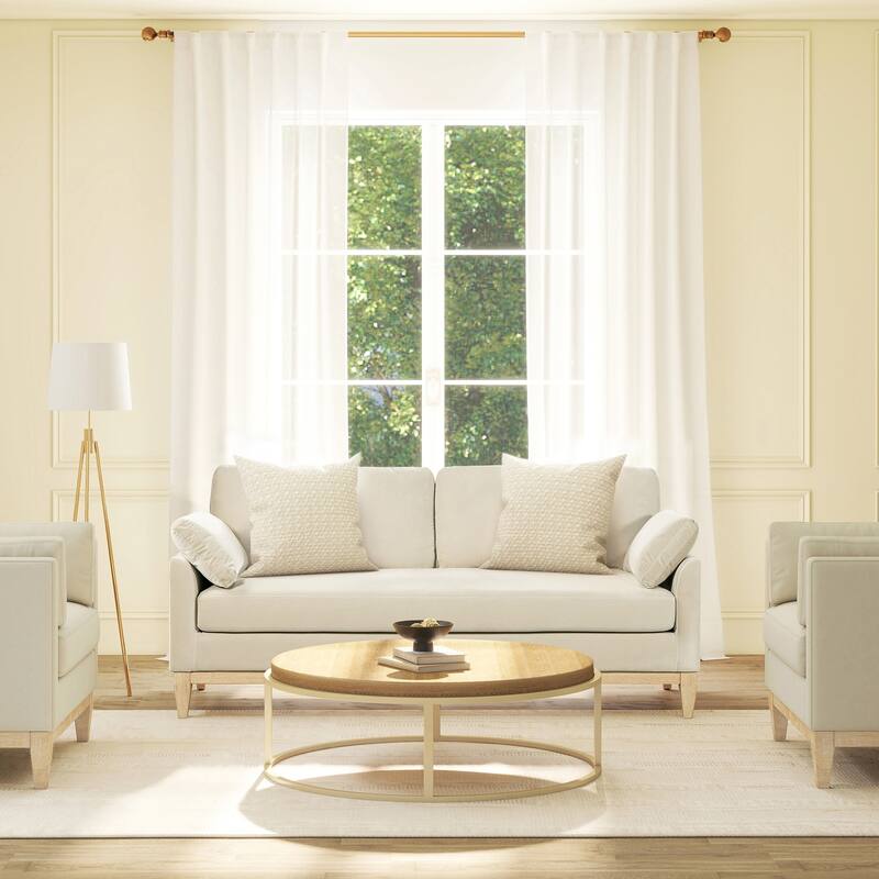 Pasadena 75.5" Velvet Modern Farmhouse Loose Pillow-Back Sofa