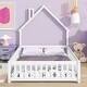 preview thumbnail 2 of 7, Full Size House-Shaped Headboard Floor Bed with Fence Guardrails and Door, Features Pine Wood Construction