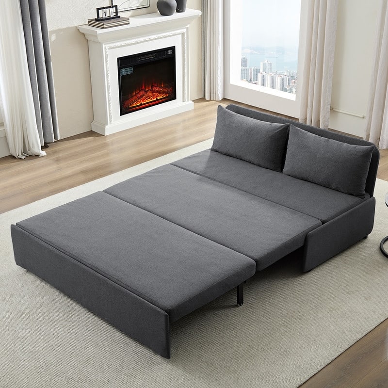Mixoy Full/Queen Size Sofa Bed,2 in 1 Convertible Linen 1-Seater/Loveseat Sleeper Sofa Couch with Cushions