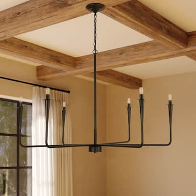 Modern Farmhouse 6 - Light Chandelier, Classic Candle Light for Dining Room