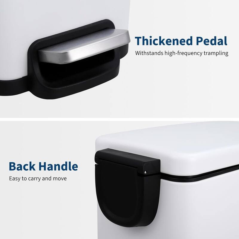 2.6-Gallon Slim Rectangular Step Trash Can Stainless Steel with Soft-Close Lid and Removable Bucket