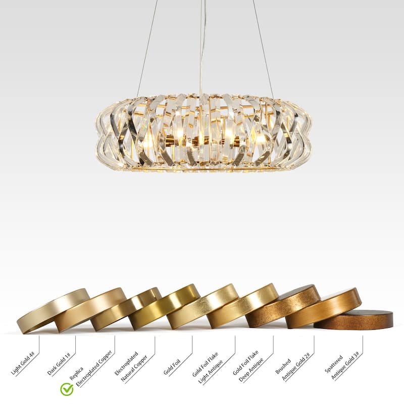 Modern 6-Light Crystal Drum Chandelier for Dining Living Room - D 28.3" x H 69" Max