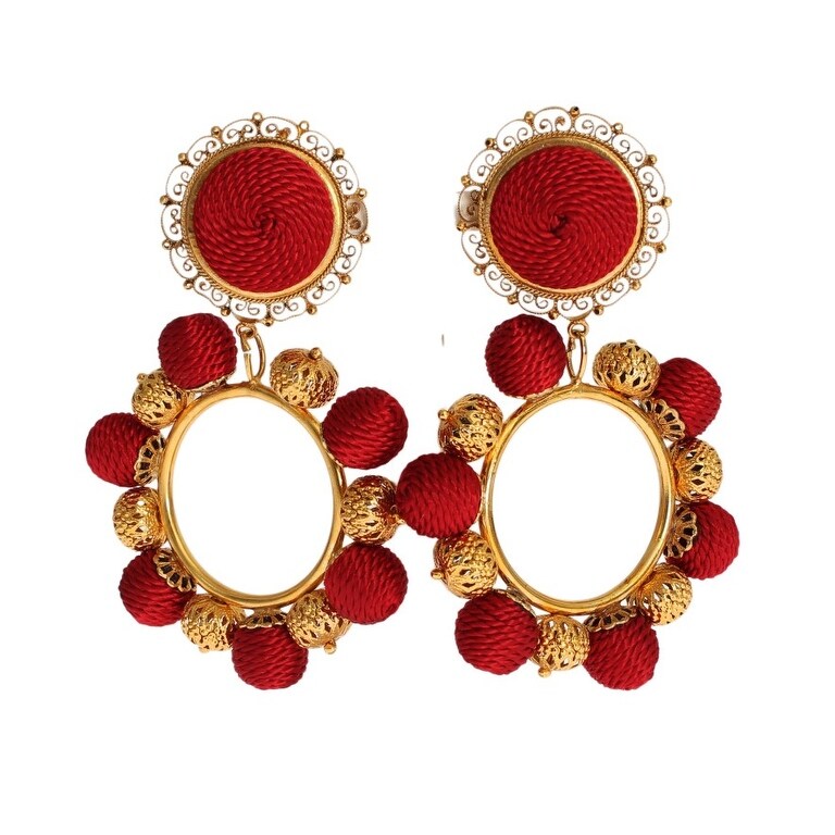 Shop Dolce Gabbana Red Gold Brass Natale Clipon Earring Overstock 21509643