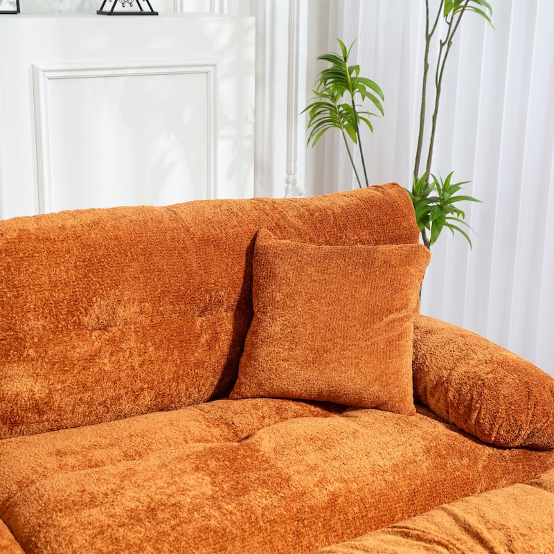 Modern 3 Seat L Shaped Modular Sectional Sofa with Chenille Upholstery and Ottoman for Living Room and Guest Room