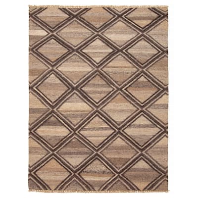 ECARPETGALLERY Flat-Weave Ankara FW Dark Brown Wool Kilim - 5'7 x 7'6