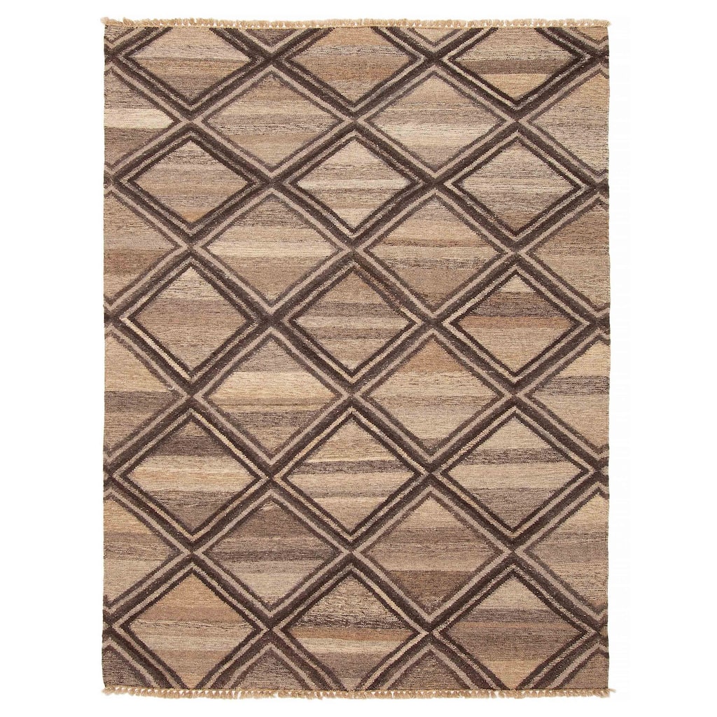 ECARPETGALLERY Flat-Weave Ankara FW Dark Brown Wool Kilim - 5'7 x 7'6