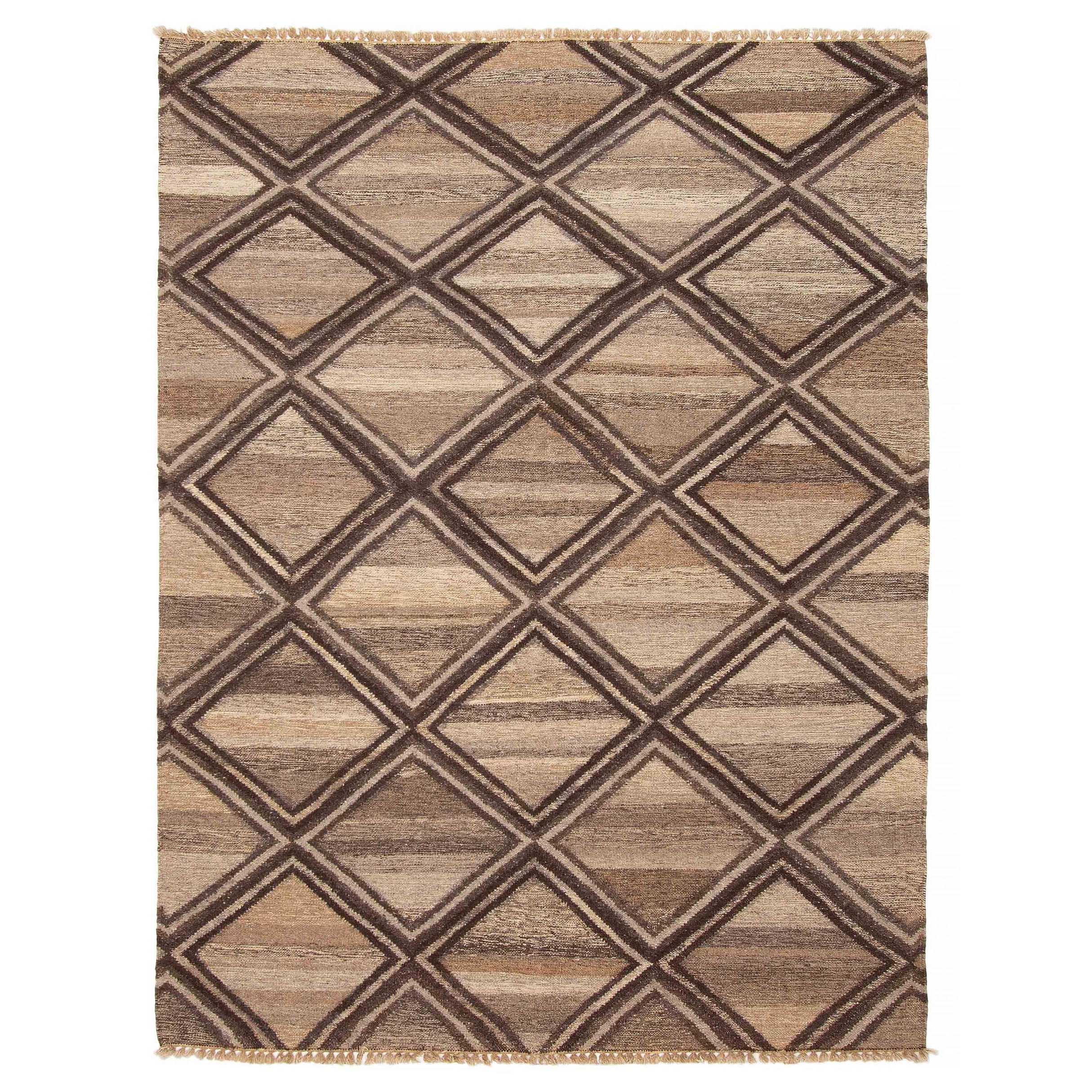 ECARPETGALLERY Flat-Weave Ankara FW Dark Brown Wool Kilim - 5'7 x 7'6