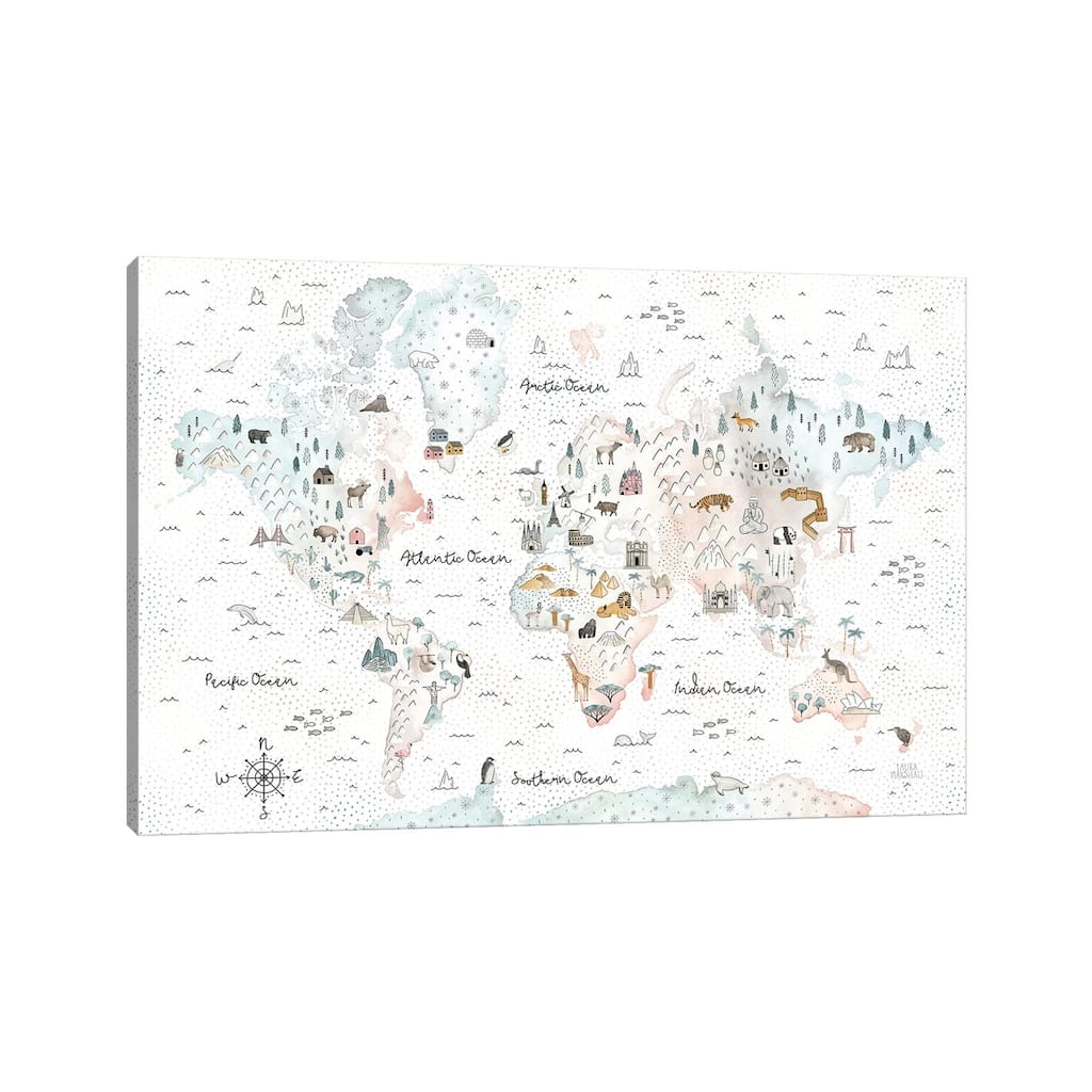 iCanvas "World Traveler I Dot BG" by Laura Marshall Canvas Print