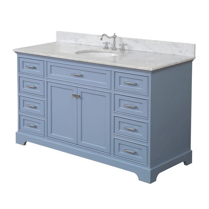 KitchenBathCollection Aria 60" Single Bathroom Vanity with Carrara Marble Top