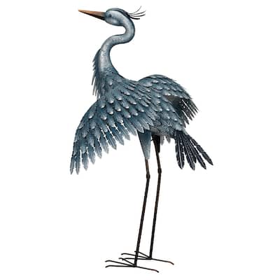 Metallic Blue Heron - Wings Out - 24.25"X30.5"X41"