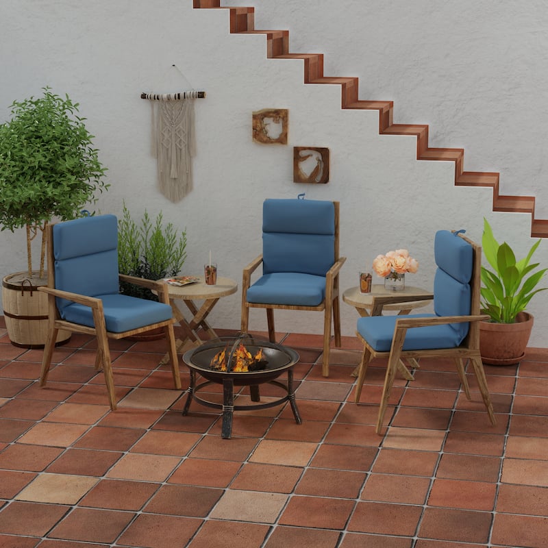 Sunbrella 22" x 44" Blue Solid Outdoor Chair Cushion with Ties and Loop - 44'' L x 22'' W x 4'' H - Canvas Sapphire