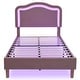 preview thumbnail 8 of 28, Twin Size Velvet Upholstered Smart LED Kids Bed Frame with Adjustable Headboard and RGB Lights, Easy to Assemble, Pink