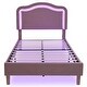 preview thumbnail 56 of 66, Velvet Upholstered Platform Bed Smart LED Bed Frame with Adjustable Height Headboard, Noise-Free Slat Support for Night's Sleep