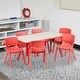 preview thumbnail 13 of 37, 23.625"W x 47.25"L Rectangle Plastic Activity Table Set with 6 Chairs Red