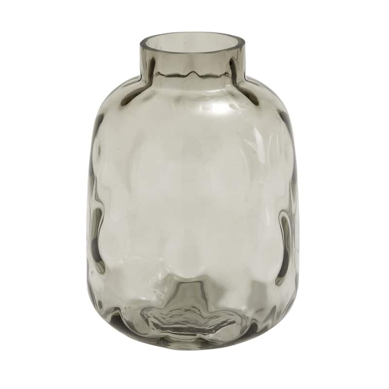 Tempered Glass Transparent Decorative Vase with Bubble Texture - Gray - Roche River Decor - Gray
