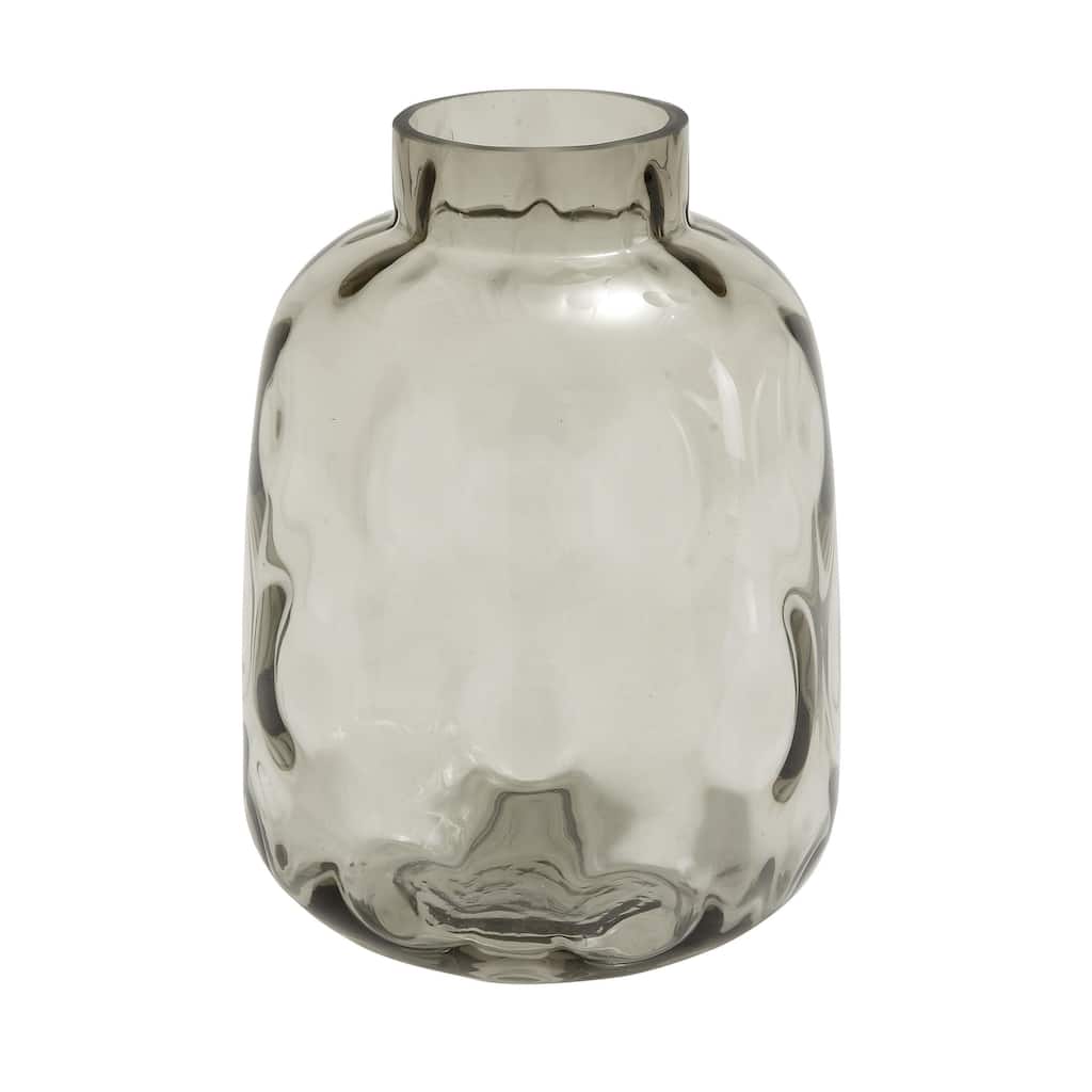 Tempered Glass Transparent Decorative Vase with Bubble Texture - Gray - Roche River Decor