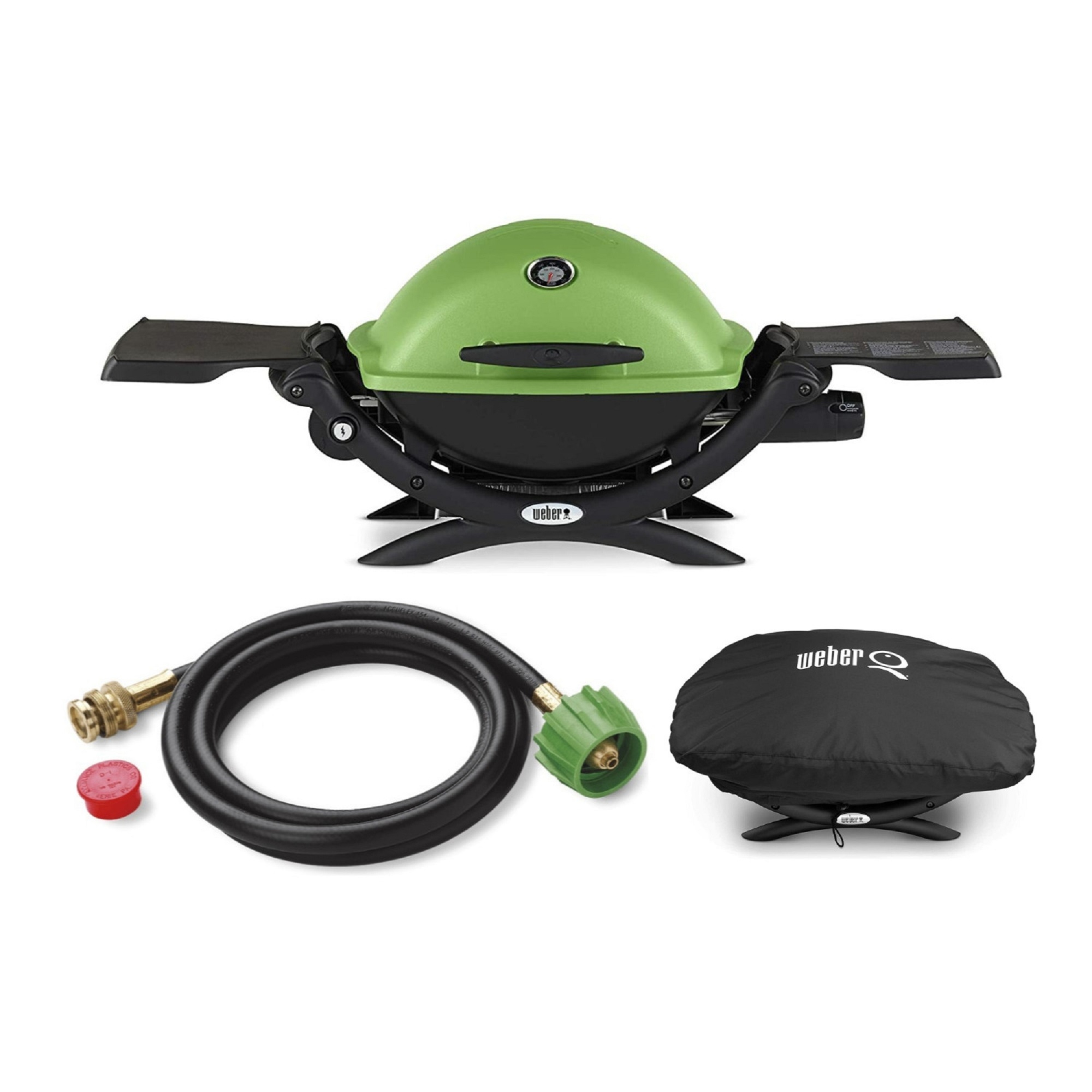 Weber Q 1200 Liquid Propane Grill Green w Adapter Hose Grill