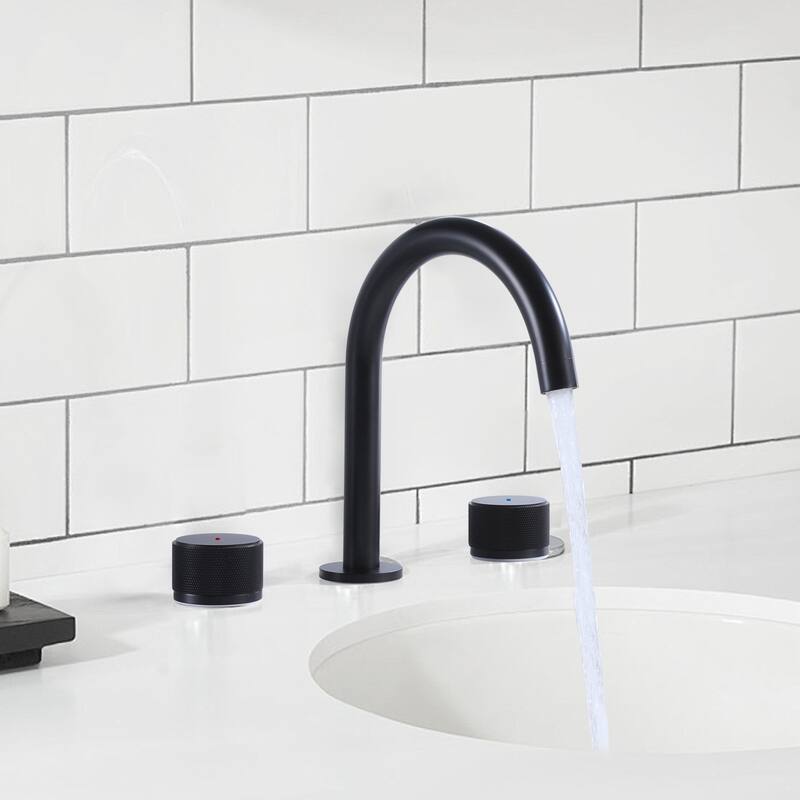 9.7"H Solid Brass Widespread Dual Knob Handles Bathroom Faucets
