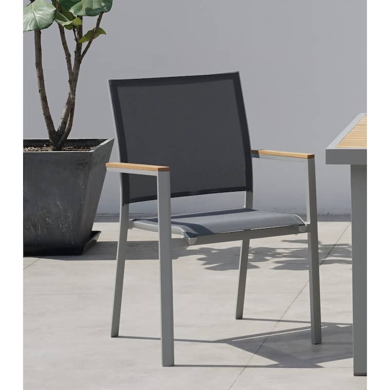 Catania Grey Seagull 11-Piece Aluminum Outdoor Dining Set with Sling Set in Pewter - N/A