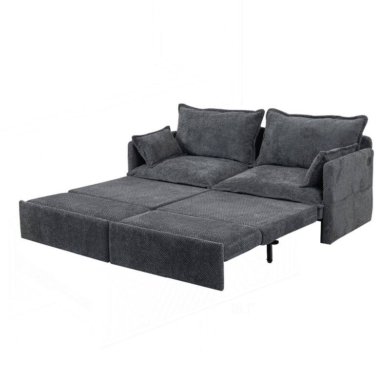 Versatile Convertible Sofa Bed with Side Storage and USB Ports for Home