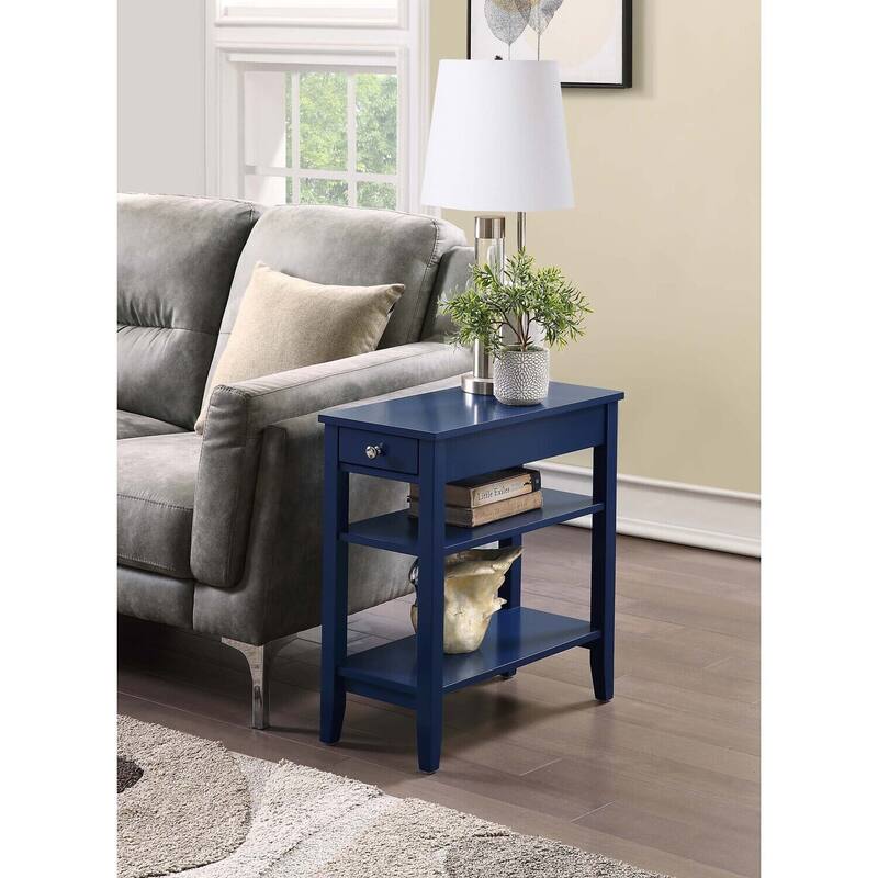 Flip Top End Table with Hidden Storage Compartment and Bottom Shelf, Slim Accent Side Table for Living Room Organization - 23.5