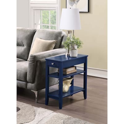 Flip Top End Table with Hidden Storage Compartment and Bottom Shelf, Slim Accent Side Table for Living Room Organization - 23.5