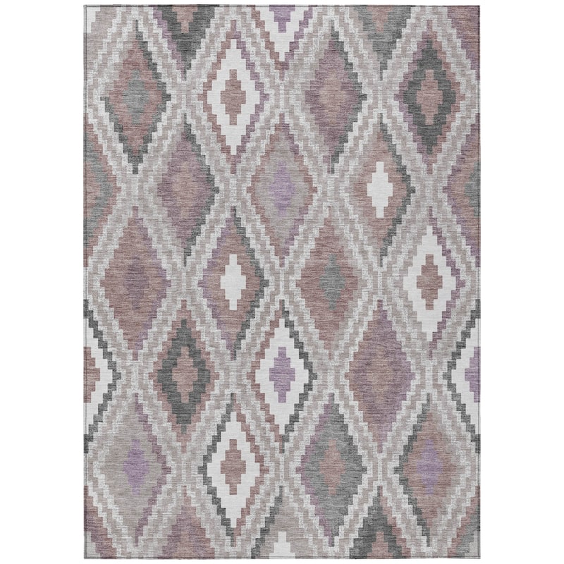 Machine Washable Indoor/ Outdoor Global Geo Chantille Rug