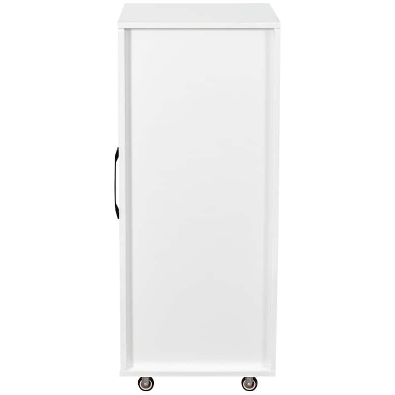 3 Tier Floor Standing Bookcase with Three Pulled Shelving Cabinet with Wheels