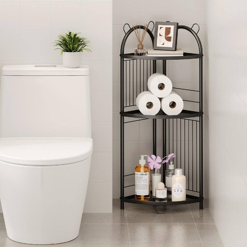 Storage Corner Shelf Unit - 9.84"D x 9.84"W x 32.08"H - White