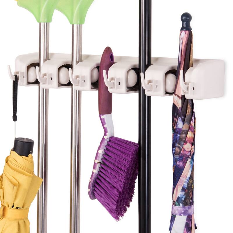 Costway Mop Holder Hanger 5 Position Home Kitchen Storage Broom - See details