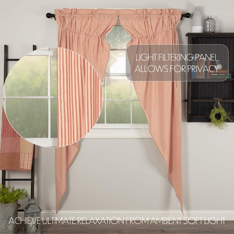 Sawyer Mill Ticking Stripe Prairie Panel Set 84x36 - Prairie Panel 84x36