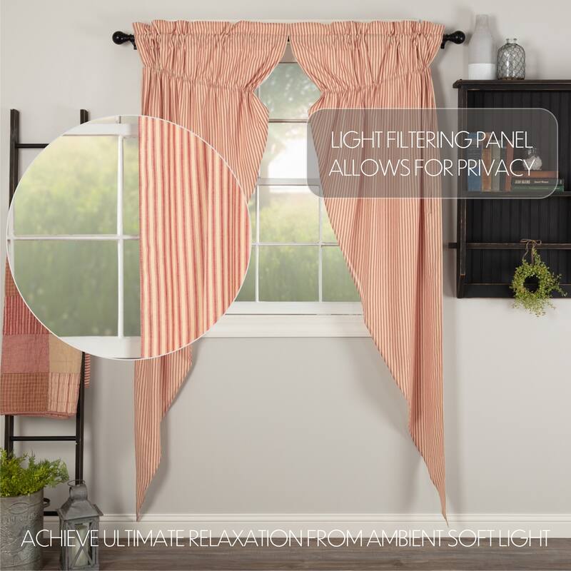 Stratton Burlap Applique Star Prairie Short Panel Set-2 63x36x18 - Prairie Panel 63x36 - Prairie Panel 63x36 - Natural/Red-Orange/Country Black