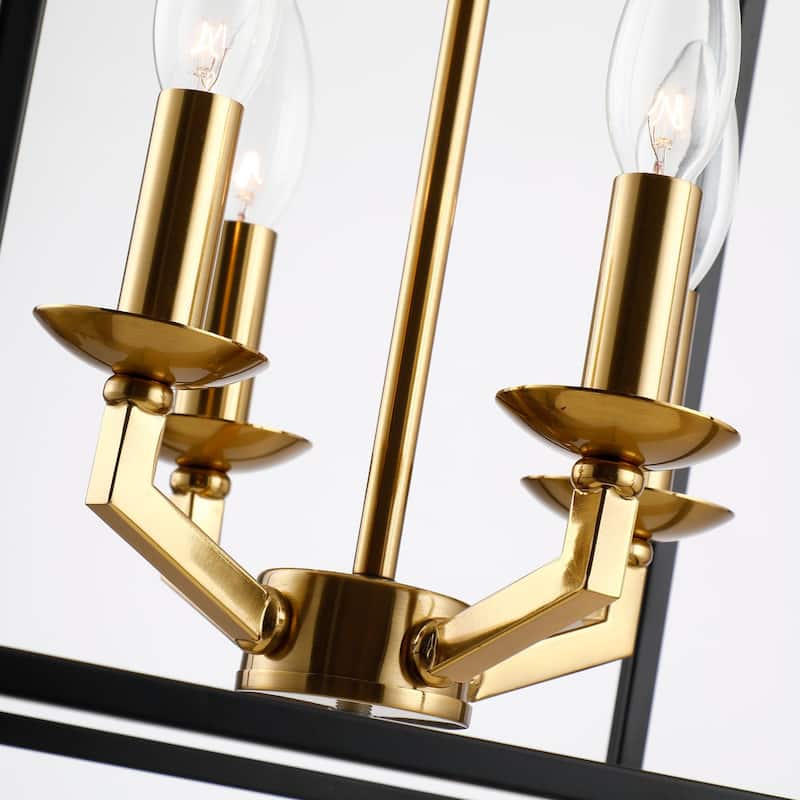 Modern 4-Light Rectangle Open Frame Iron Lantern Chandelier - 12-in W