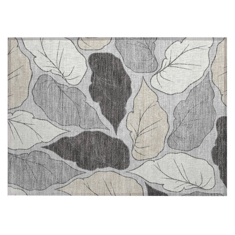 Machine Washable Indoor/ Outdoor Contemporary Floral Chantille Rug