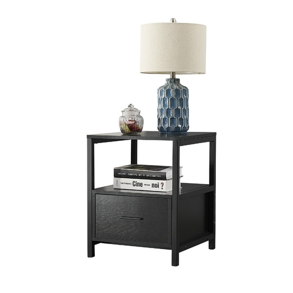 grey lamp table with drawer