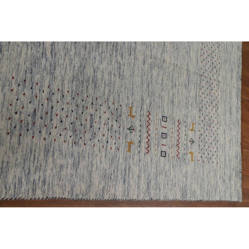 Gabbeh Beige Indian Area Rug Hand-Knotted Wool Carpet - 9'1"x 11'10"