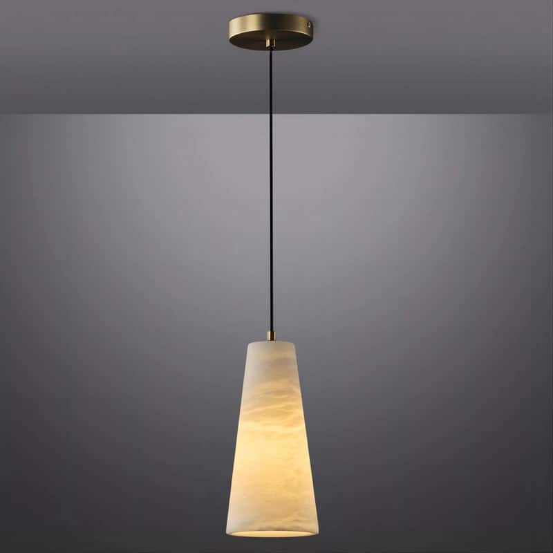KAYLA 2 Light Pendant Light, Cone Natural Alabaster Shade Pendant Light for Dining Room, Kitchen Island(Bulb Included)