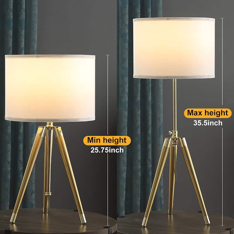 Adjustable Heigh Shiny Brass Modern Tripod Table Lamp