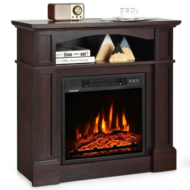 32 Inch 1400W Electric TV Stand Fireplace with Shelf - 13" x 32" x 31"(L x W x H)