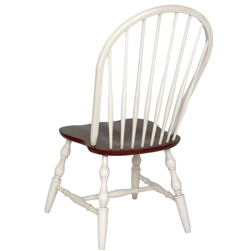 Wooden Side Chairs - 41" - White and Brown - Set of 2