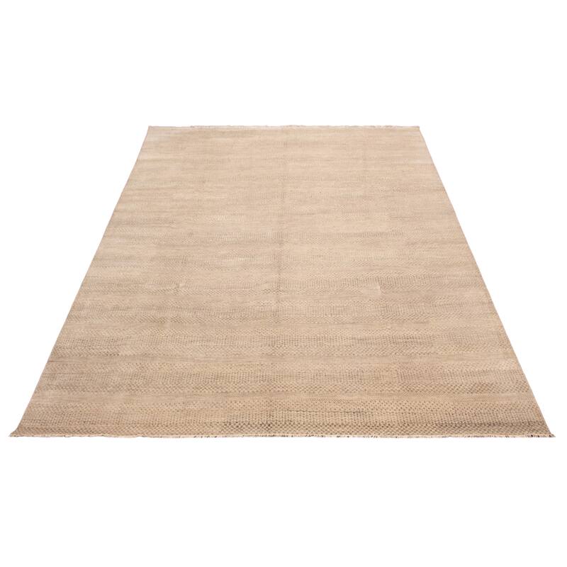 ECARPETGALLERY Hand-knotted Silk Shadow Khaki Silk, Wool Rug - 11'10 x 15'2