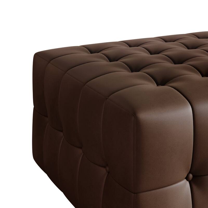 CraftPorch Elegance Button-Tufted PU Upholstered Ottoman