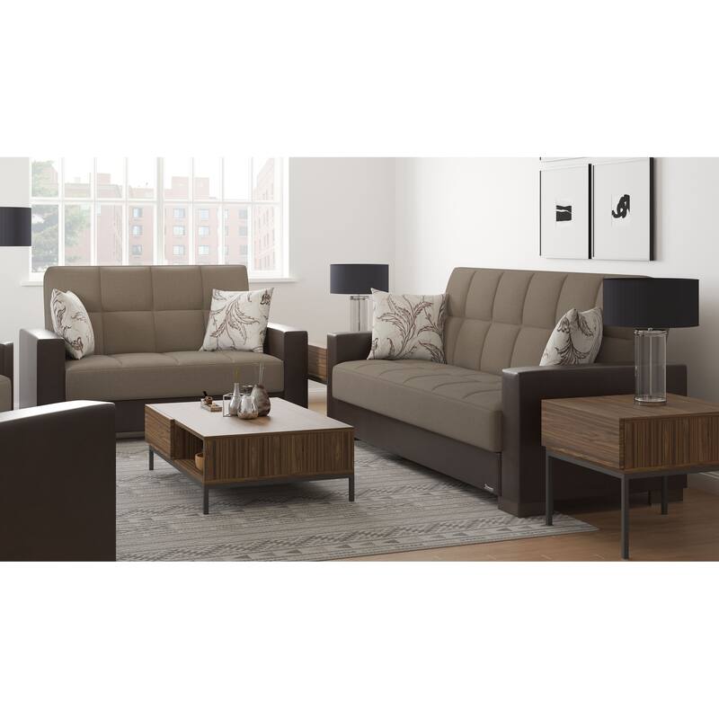 Collection Upholstered Convertible Loveseat With Storage