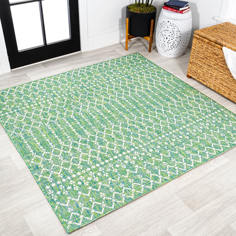 JONATHAN Y Trebol Moroccan Geometric Textured Weave Indoor/Outdoor Area Rug