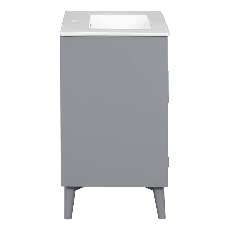 30" Wall-Mounted Bathroom Vanity with Double Door Storage, Solid Wood Frame, Space-Saving Design, Anti-Scratch Floor Mat
