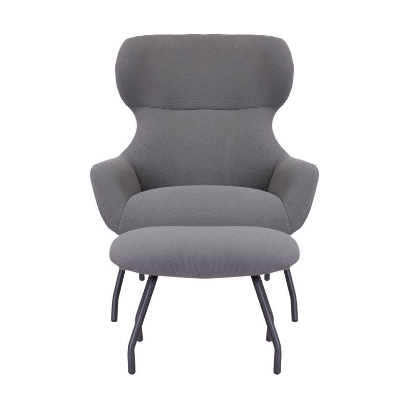Porthos Home Autry Fabric Wingback Accent Chair and Ottoman Set with Steel Legs