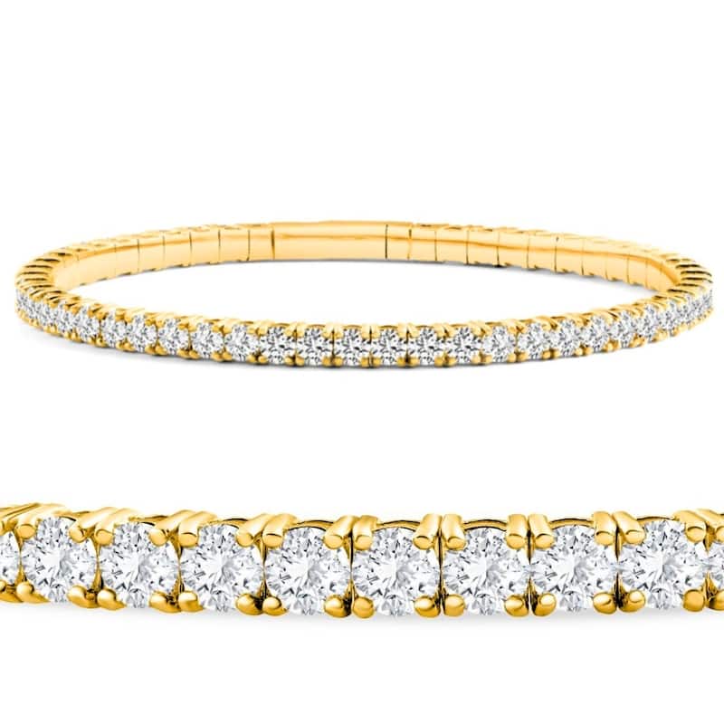 Bliss Diamond 3Ct Flexible Round Cut Diamond Bangle Tennis Bracelet Lab Grown Yellow Gold