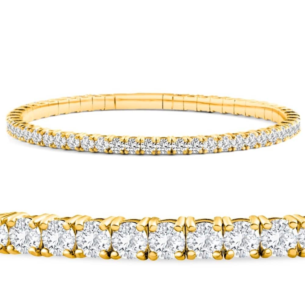 Bliss Diamond 3Ct Flexible Round Cut Diamond Bangle Tennis Bracelet Lab Grown Yellow Gold