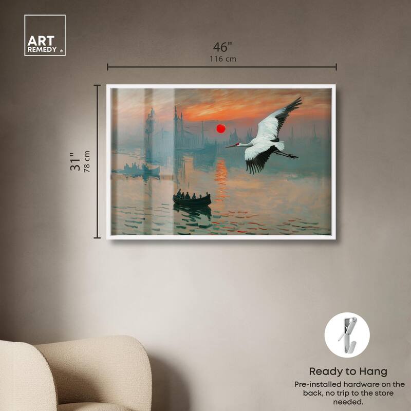Crane Sunset Shadowbox by Art Remedy