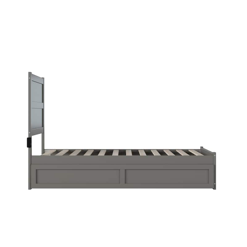 NoHo Twin Bed with Footboard and Twin Trundle in Grey